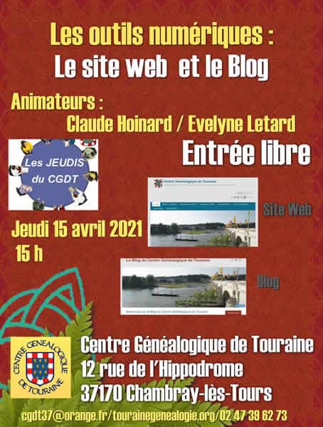 15 avril 2021 - Les jeudis du CGDT - Les outils numériques : Le site Web et le Blog (Atelier à distance)